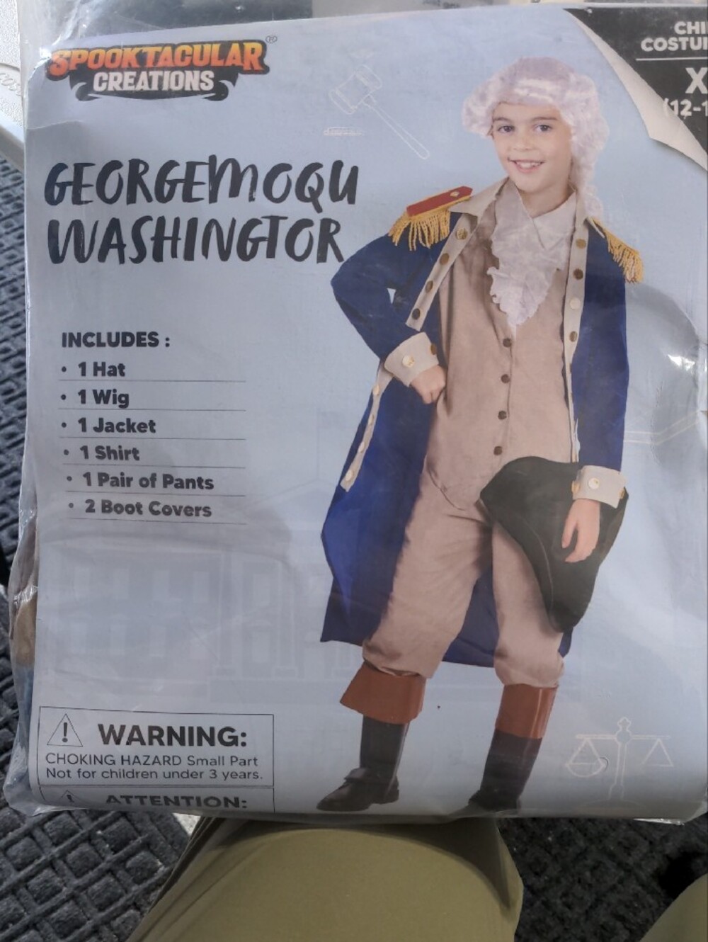 George Washington Kids Costume - Blue Coat, Tan Pants XL 12-14 - Picture 2 of 5